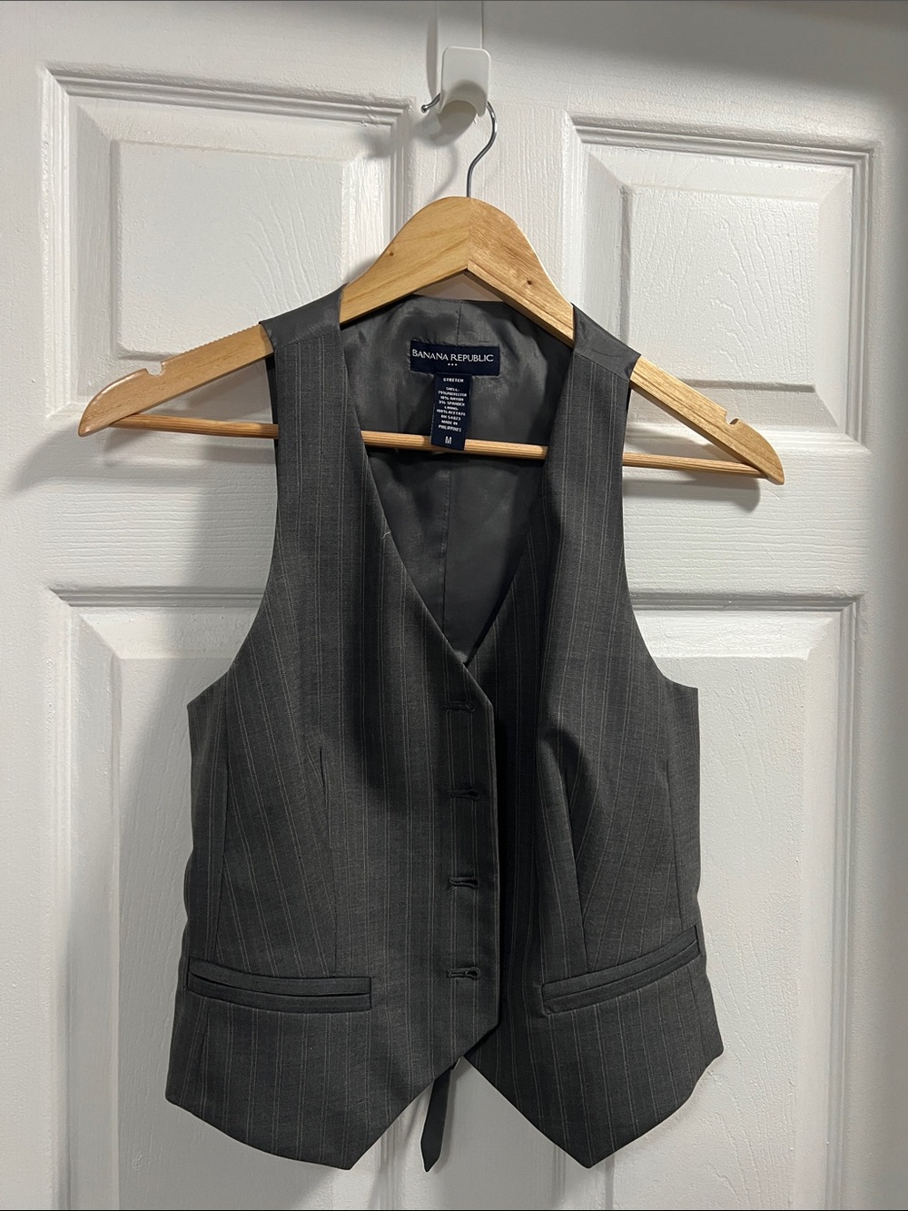 Banana Republic Women's Charcoal Pinstripe Tailored Vest
